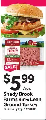 Stop&Shop Shady Brook Farms 93% Lean Ground Turkey offer