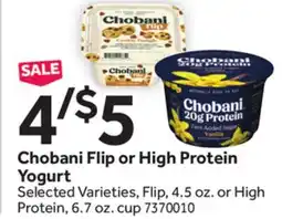 Stop&Shop Chobani Flip or High Protein Yogurt offer