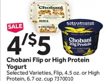 Stop&Shop Chobani Flip or High Protein Yogurt offer