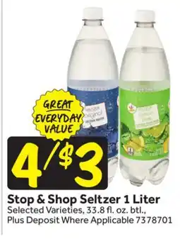 Stop&Shop Stop & Shop Seltzer 1 Liter offer