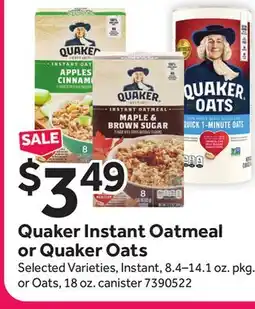 Stop&Shop Quaker Instant Oatmeal or Quaker Oats offer