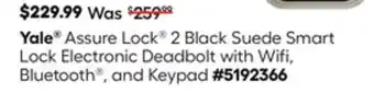 Lowe's Yale Assure Lock 2 Black Suede Smart Lock Electronic Deadbolt with Wifi, Bluetooth , and Keypad offer