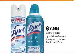 CVS Lysol disinfectant spray 19 oz or Air Sanitizer 10 oz offer