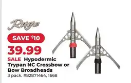 Runnings Rage Hypodermic Trypan NC Crossbow or Bow Broadheads offer