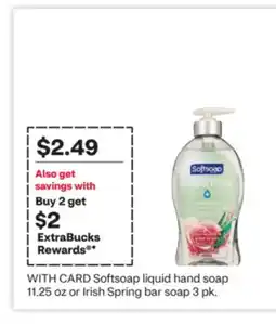 CVS Softsoap liquid hand soap 11.25 oz or Irish Spring bar soap 3 pk offer