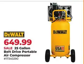 Runnings DEWALT 25 Gallon Belt Drive Portable Air Compressor offer