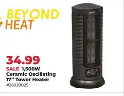 Runnings Beyond Heat 1, 500W Ceramic Oscillating 17 Tower Heater offer