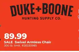 Runnings Duke & Boone Swivel Armless Chair offer