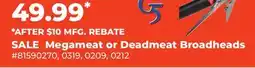 Runnings G5 Megameat or Deadmeat Broadheads offer