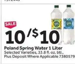 Stop&Shop Poland Spring Water 1 Liter offer