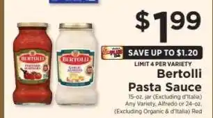 ShopRite Bertolli Pasta Sauce offer