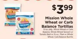 ShopRite Mission Whole Wheat or Carb Balance Tortillas offer