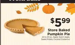 ShopRite Store Baked Pumpkin Pie offer