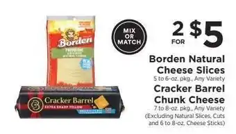 ShopRite Borden Natural Cheese Slices & Cracker Barrel Chunk Cheese offer