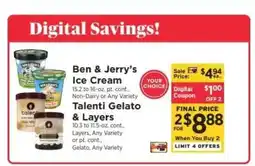 ShopRite Ben & Jerry’s Ice Cream / Talenti Gelato & Layers offer