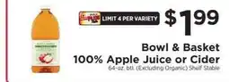 ShopRite Bowl & Basket 100% Apple Juice or Cider offer