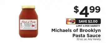 ShopRite Michaels of Brooklyn Pasta Sauce offer