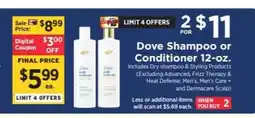ShopRite Dove Shampoo or Conditioner 12 oz offer
