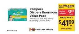 ShopRite Pampers Diapers Enormous Value Pack offer