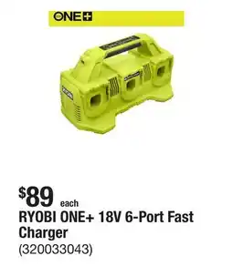 The Home Depot RYOBI ONE+ 18V 6-Port Fast Charger offer