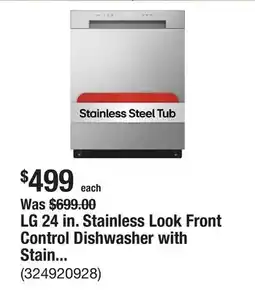 The Home Depot LG 24 in. Stainless Look Front Control Dishwasher with Stainless Steel Tub and SenseClean offer
