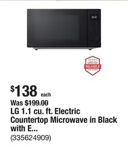 The Home Depot LG 1.1 cu. ft. Electric Countertop Microwave in Black with EasyClean Interior offer