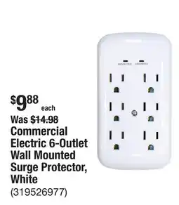 The Home Depot Commercial Electric 6-Outlet Wall Mounted Surge Protector, White offer
