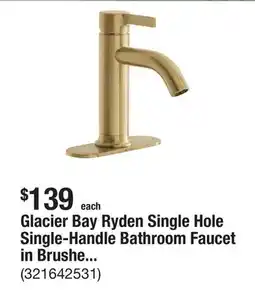 The Home Depot Glacier Bay Ryden Single Hole Single-Handle Bathroom Faucet in Brushed Gold offer