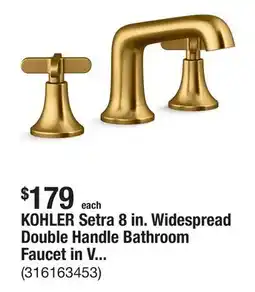 The Home Depot KOHLER Setra 8 in. Widespread Double Handle Bathroom Faucet in Vibrant Moderne Brushed Brass Gold offer