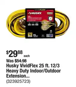 The Home Depot Husky VividFlex 25 ft. 12/3 Heavy Duty Indoor/Outdoor Extension Cord with Lighted End, Yellow offer