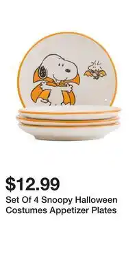 TJ Maxx Set Of 4 Snoopy Halloween Costumes Appetizer Plates offer
