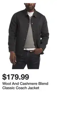 TJ Maxx Wool And Cashmere Blend Classic Coach Jacket offer