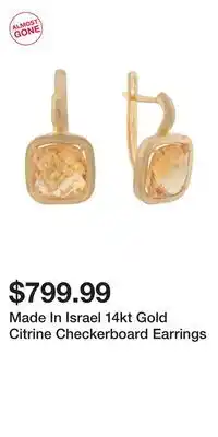 TJ Maxx Made In Israel 14kt Gold Citrine Checkerboard Earrings offer