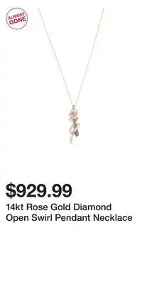 TJ Maxx 14kt Rose Gold Diamond Open Swirl Pendant Necklace offer