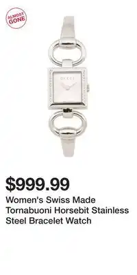 TJ Maxx Women's Swiss Made Tornabuoni Horsebit Stainless Steel Bracelet Watch offer