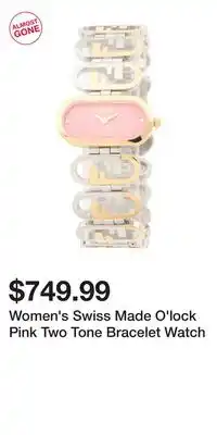 TJ Maxx Women's Swiss Made O'lock Pink Two Tone Bracelet Watch offer