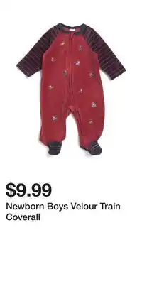 TJ Maxx Newborn Boys Velour Train Coverall offer