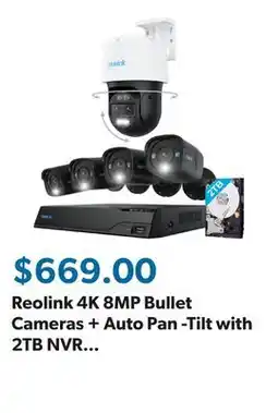 Sam's Club Reolink 4K 8MP Bullet Cameras + Auto Pan -Tilt with 2TB NVR Security System, 5pk offer