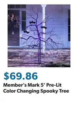 Sam's Club Member's Mark 5' Pre-Lit Color Changing Spooky Tree offer