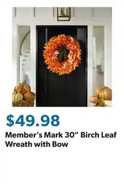 Sam's Club Member's Mark 30 Birch Leaf Wreath with Bow offer