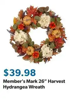 Sam's Club Member's Mark 26 Harvest Hydrangea Wreath offer