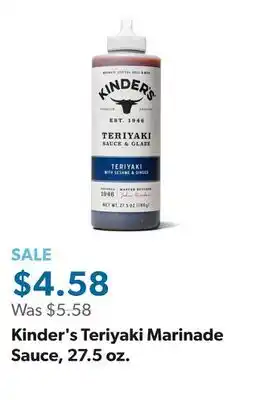 Sam's Club Kinder's Teriyaki Marinade Sauce, 27.5 oz offer