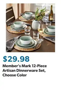 Sam's Club Member's Mark 12-Piece Artisan Dinnerware Set, Choose Color offer