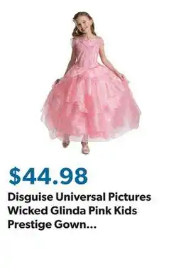 Sam's Club Disguise Universal Pictures Wicked Glinda Pink Kids Prestige Gown Costume offer