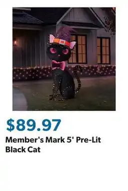 Sam's Club Member's Mark 5' Pre-Lit Black Cat offer