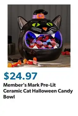 Sam's Club Member's Mark Pre-Lit Ceramic Cat Halloween Candy Bowl offer