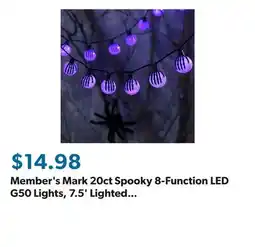 Sam's Club Member's Mark 20ct Spooky 8-Function LED G50 Lights, 7.5' Lighted Length offer