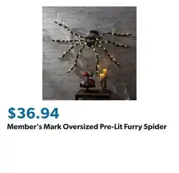 Sam's Club Member's Mark Oversized Pre-Lit Furry Spider offer