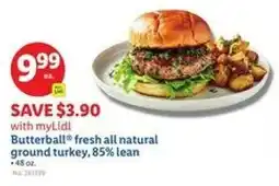 Lidl Butterball fresh all natural ground turkey 85% lean offer