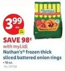 Lidl Nathan's frozen thick sliced battered onion rings offer
